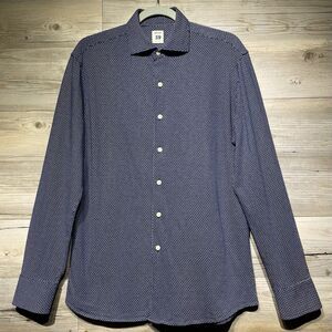 Boggi Milano 39 Button-Up Shirt Men's Large Extra Slim Geometric Cotton Jersey